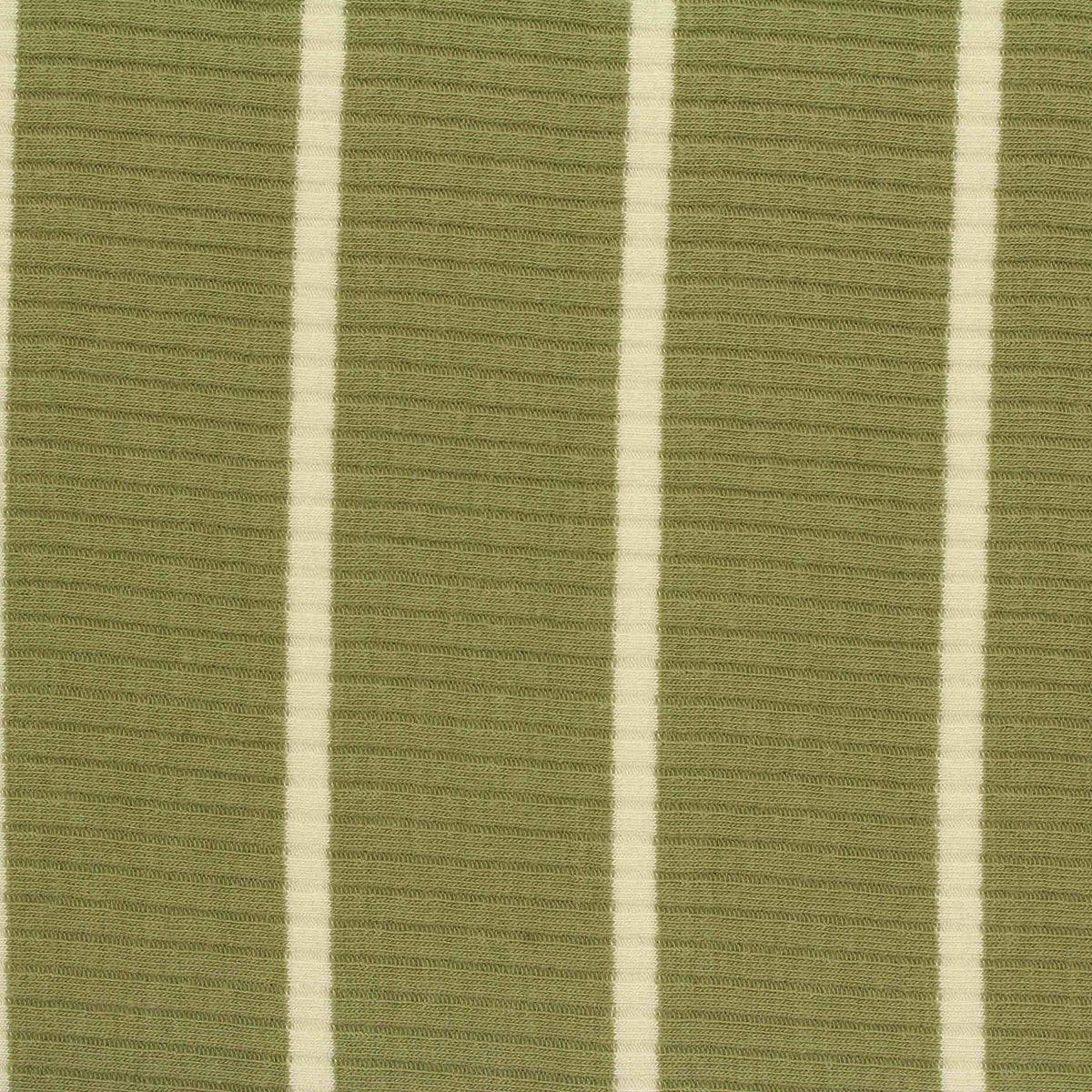 Green Vertical-Stripe Rib Knit, Cotton-Viscose