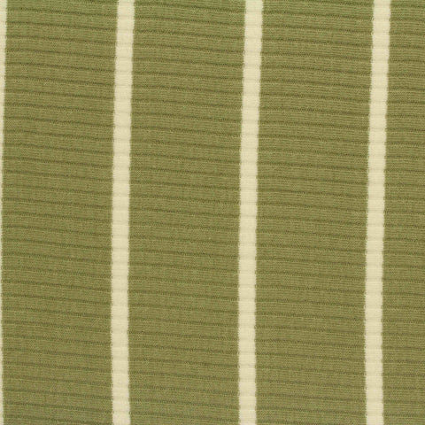 Green Vertical-Stripe Rib Knit, Cotton-Viscose