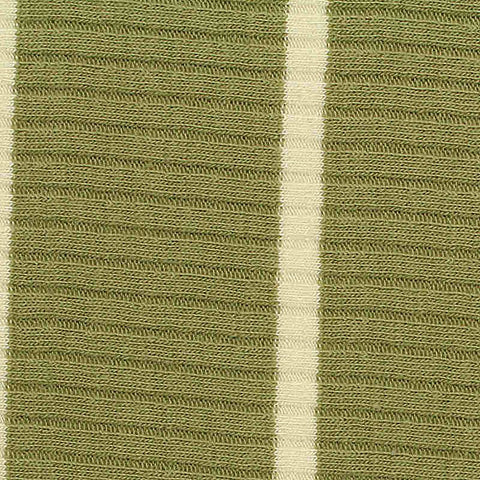 Green Vertical-Stripe Rib Knit, Cotton-Viscose