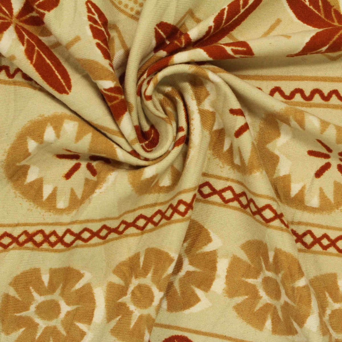 Brown Leaves Milk Silk Knit, Polyester