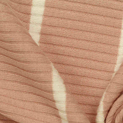 Pink Vertical-Stripe Rib Knit, Cotton-Viscose