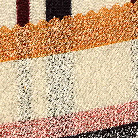 Cream Horizontal-Stripe Crepe, Viscose
