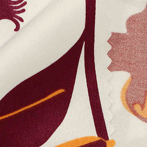 Burgundy Floral Woven, Polyester