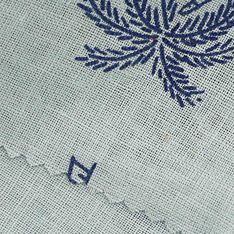 Navy Palm Woven, Linen-Cotton