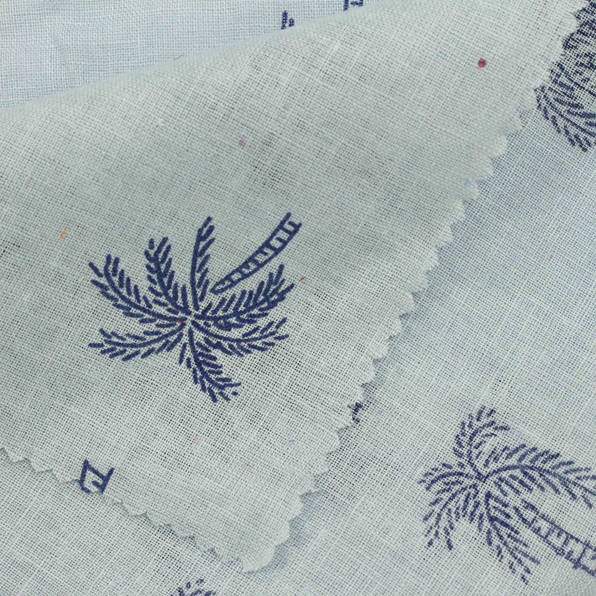 Navy Palm Woven, Linen-Cotton