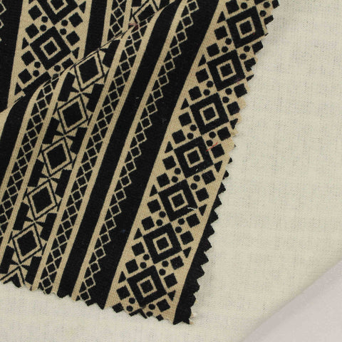 Black Geometric-Stripe Ponte Knit, Viscose-Poly