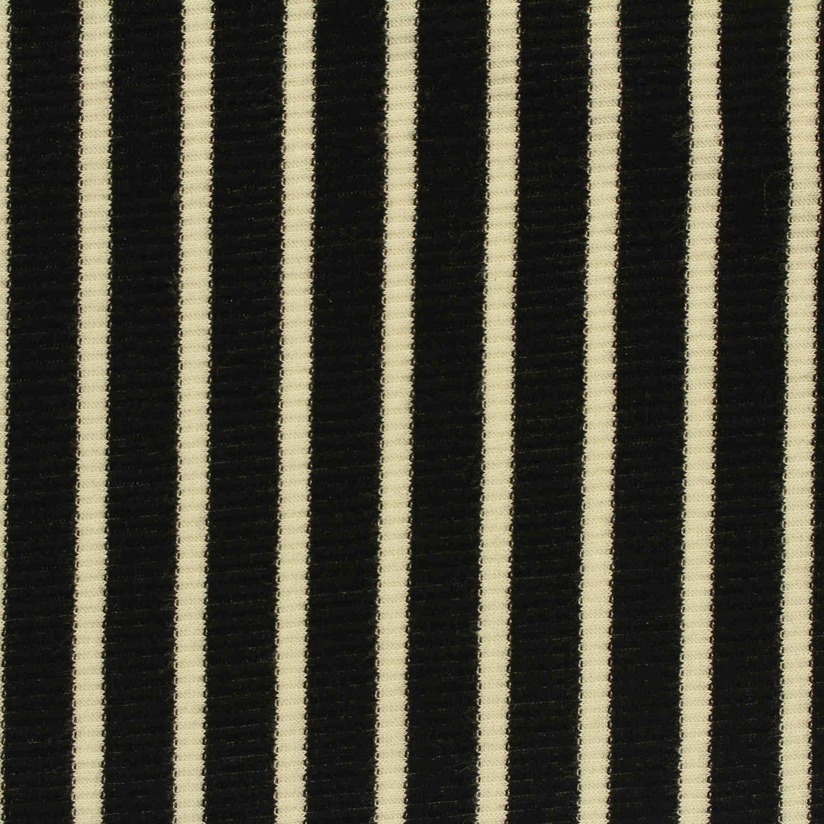 Black Vertical-Stripe Rib Knit, Viscose, 340 gsm