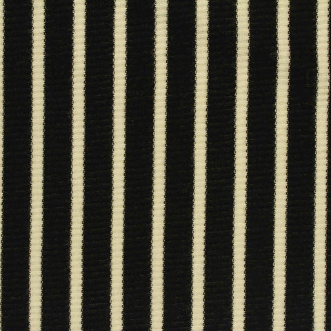 Black Vertical-Stripe Rib Knit, Viscose, 340 gsm