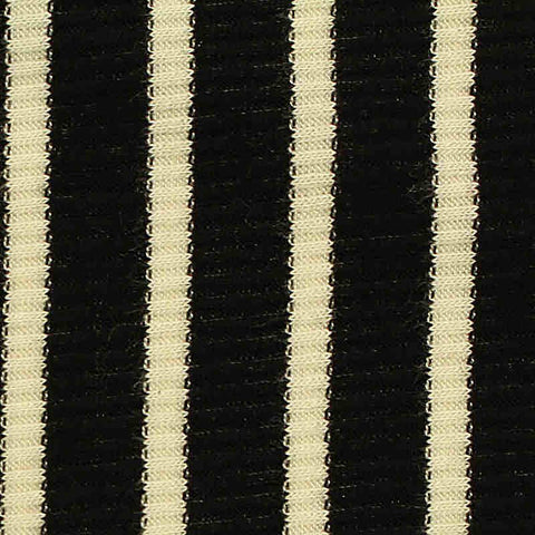 Black Vertical-Stripe Rib Knit, Viscose, 340 gsm