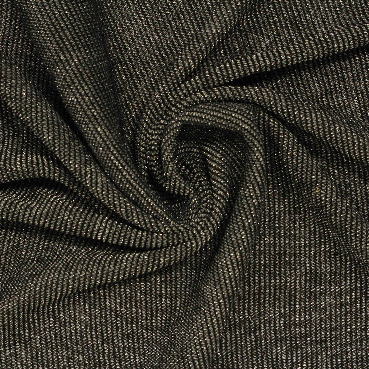 Viscose Metallic Rib Knit Fabric, 125 gsm, 163 cm — Black