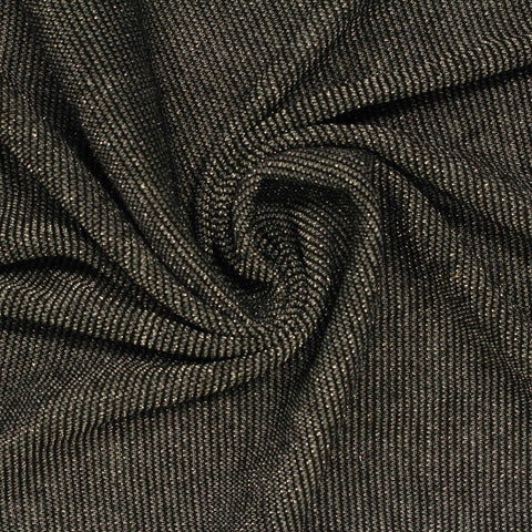 Viscose Metallic Rib Knit Fabric, 125 gsm, 163 cm — Black