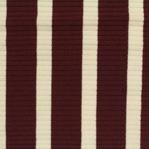 Burgundy Vertical-Stripe Rib Knit, Poly-Viscose