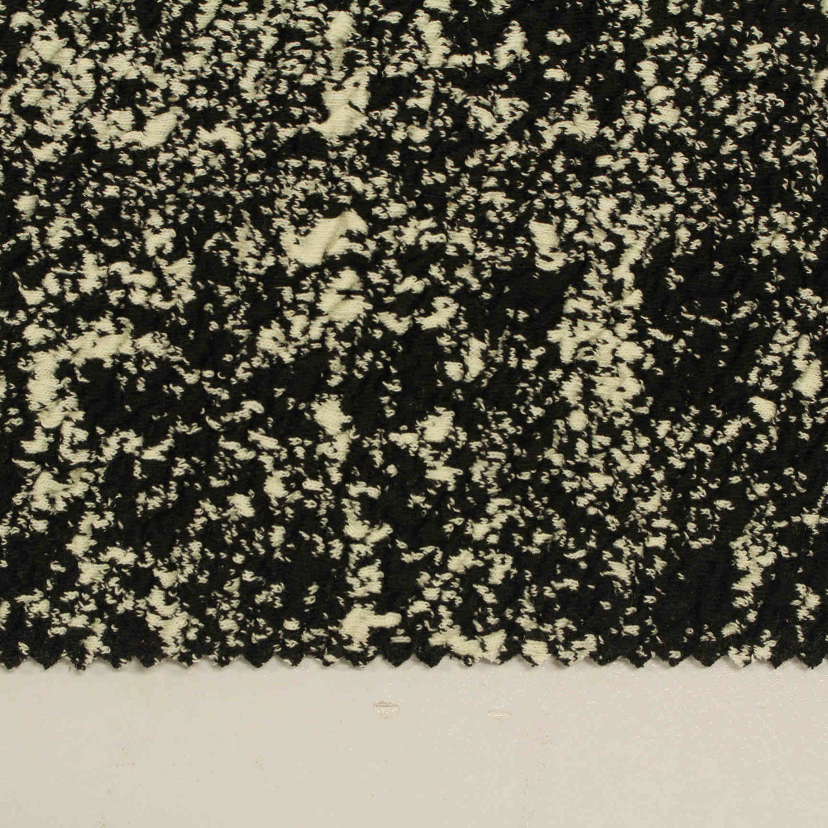 Jacquard Polyester Cotton Stretch Interlock Knit Fabric, 350 gsm, 165 cm — Black