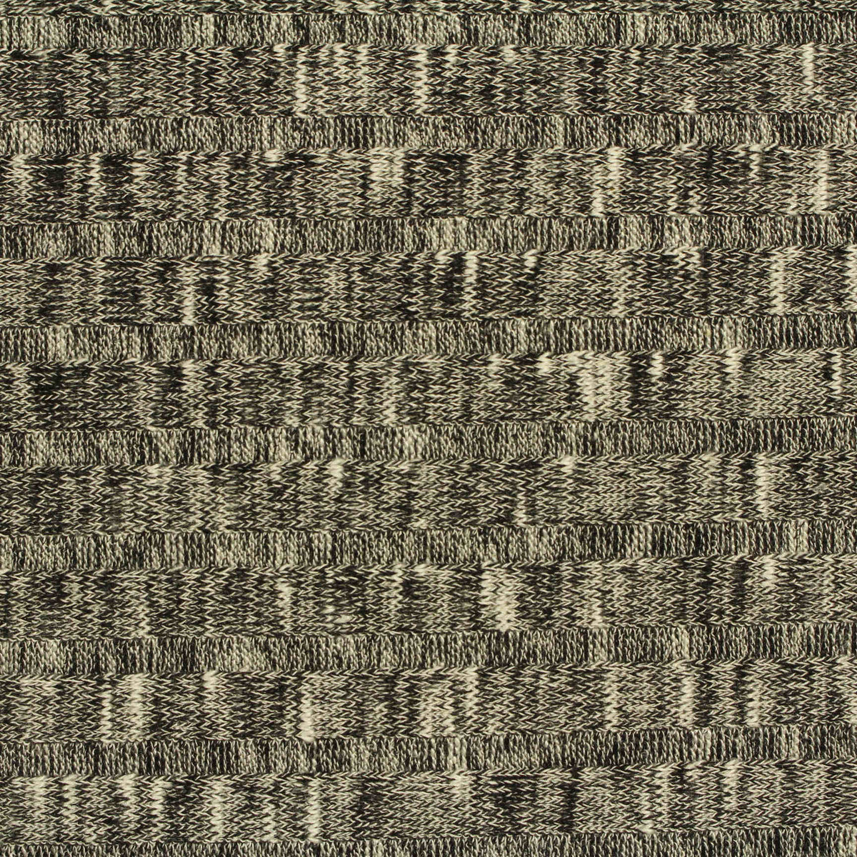Marled Black Horizontal-Stripe Rib Knit, Viscose-Poly