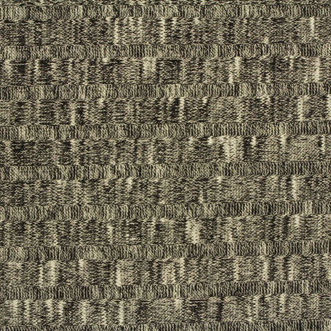 Marled Black Horizontal-Stripe Rib Knit, Viscose-Poly