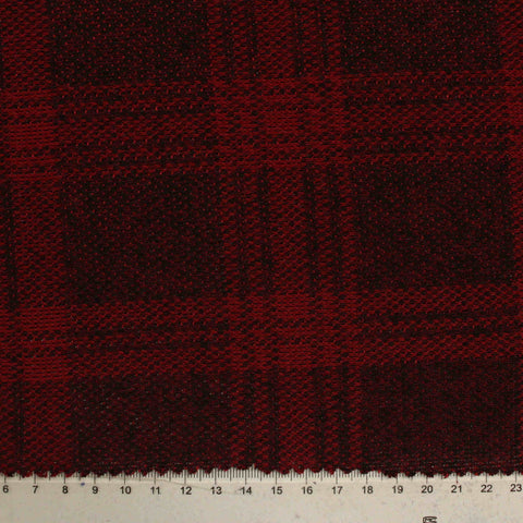 Dark Red Plaid Jacquard, Polyester, 230 gsm