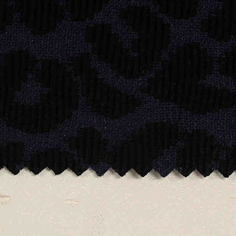 Dark Blue Tone-on-Tone Animal Print Jacquard, Poly-Viscose