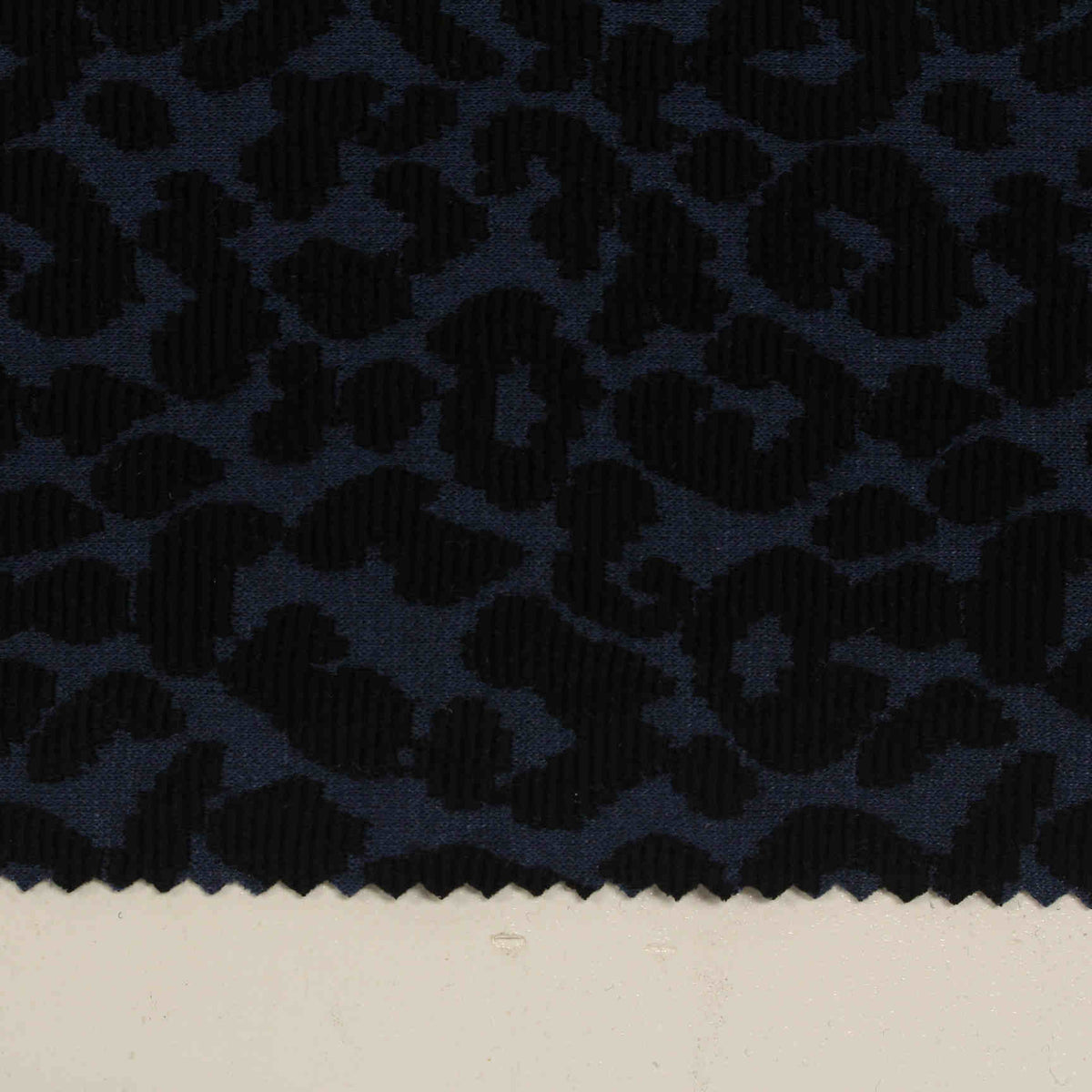 Dark Blue Leopard Jacquard, Poly-Viscose