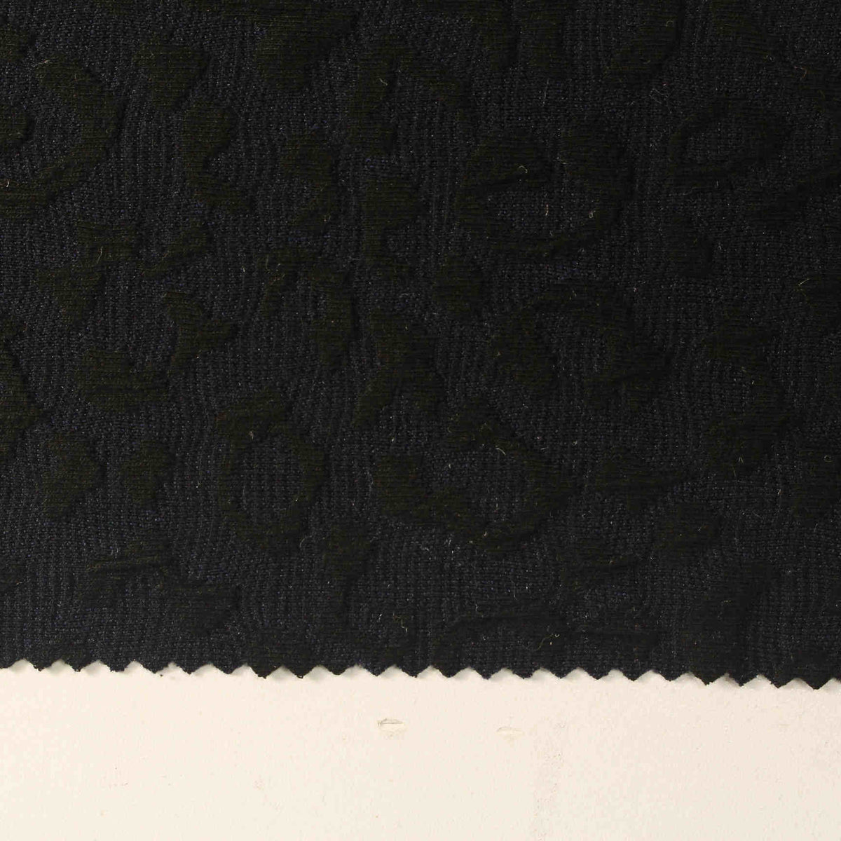 Black Abstract-Leaf Jacquard, Poly-Viscose