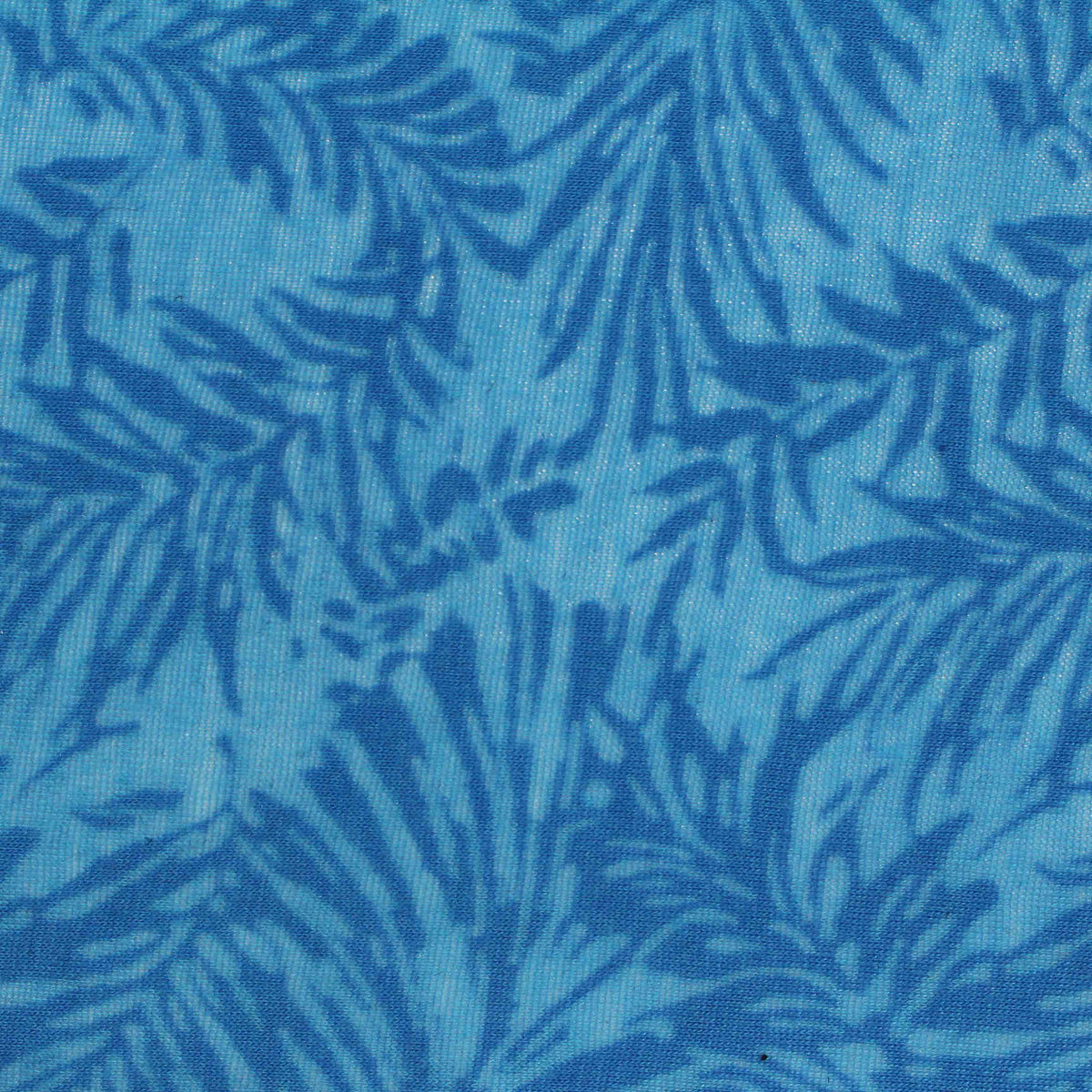 Dark Blue Tropical-Leaf Knit, Cotton-Poly