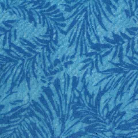 Dark Blue Tropical-Leaf Knit, Cotton-Poly