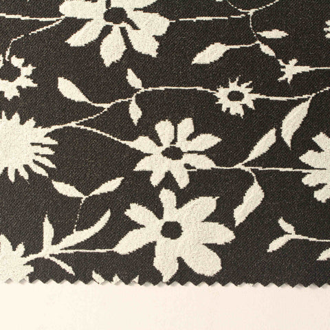 White Floral Scuba Knit, Polyester, 245 gsm