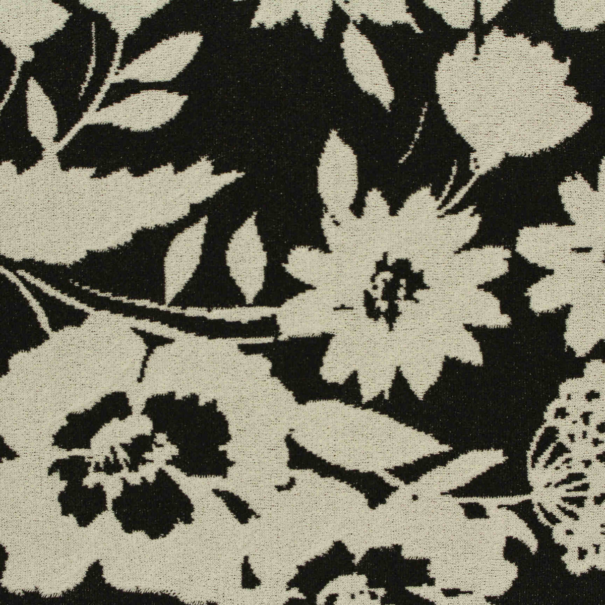 Off-White Floral Linen-Look, Polyester