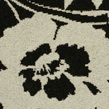 Off-White Floral Linen-Look, Polyester — texture
