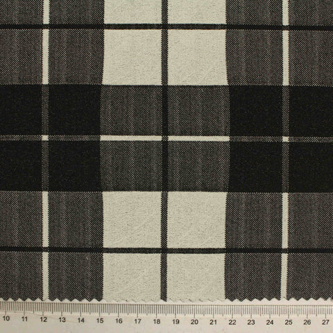 Black Plaid Linen-Look, Polyester