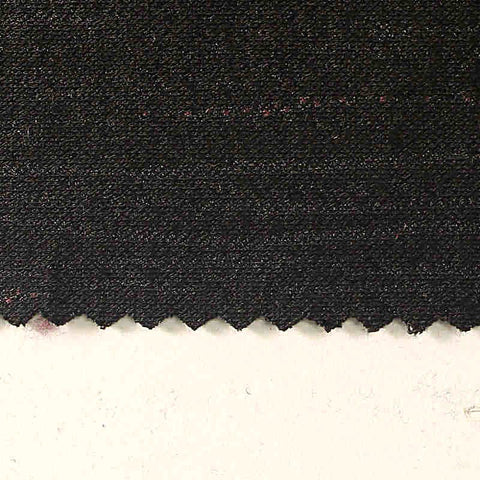 Dark Red Horizontal-Stripe Interlock Knit, Viscose-Nylon