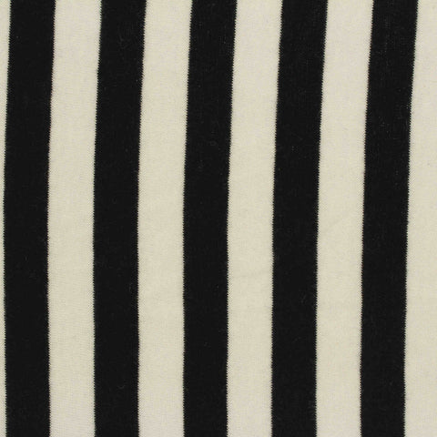 Black Vertical-Stripe Jersey Knit, Cotton, 98 gsm