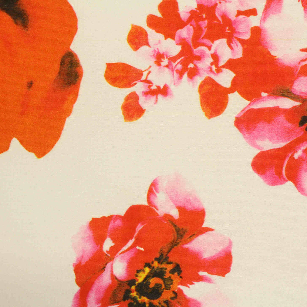 Red Floral Scuba Knit, Polyester, 250 gsm