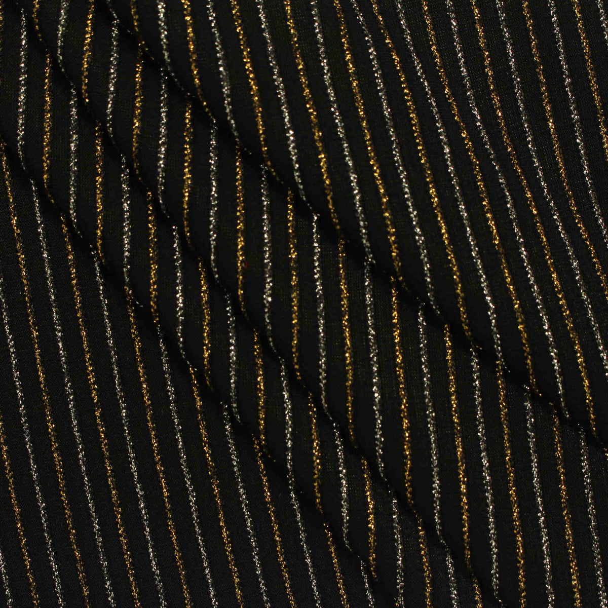 Gold Vertical-Stripe Knit, Nylon-Metallic