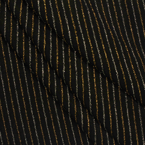 Gold Vertical-Stripe Knit, Nylon-Metallic