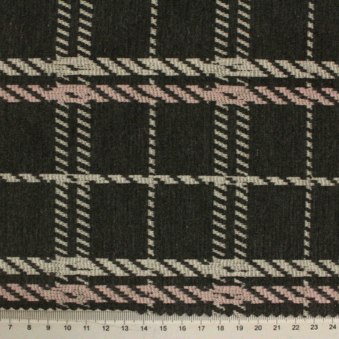 Dark Grey Plaid Jacquard, Polyester, 280 gsm