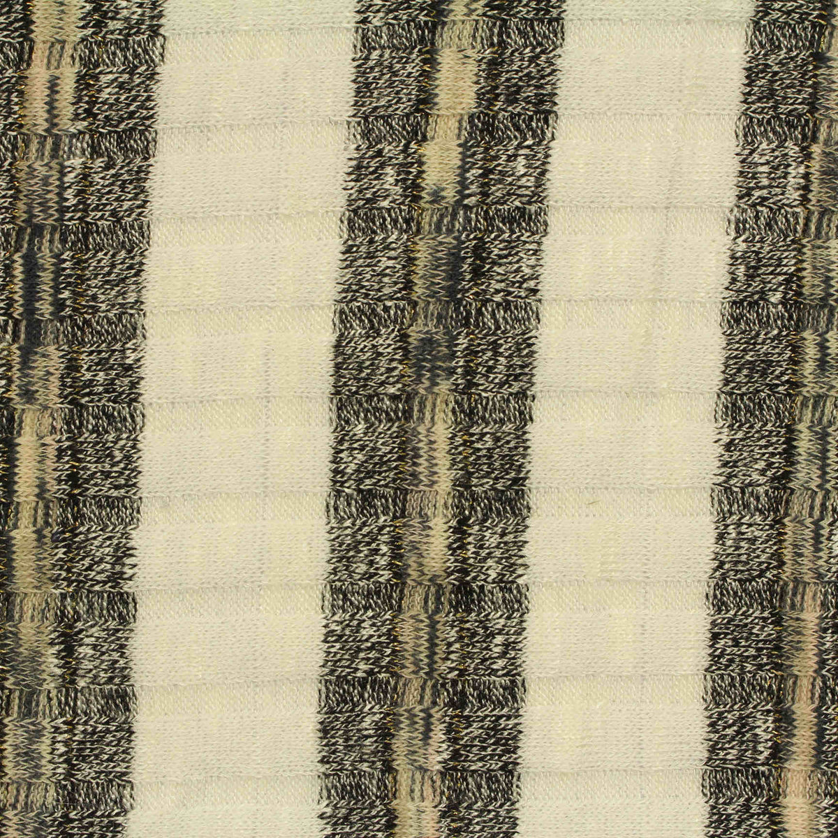 Cream Stripes Rib Knit, Poly-Viscose