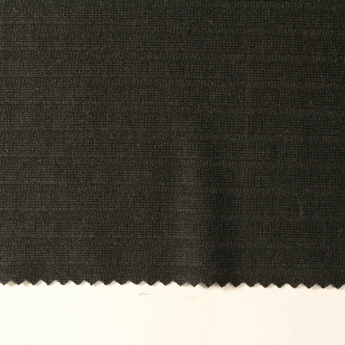 Polyester Viscose Stretch Rib Knit Fabric, 168 gsm — Black