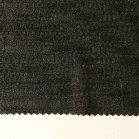 Polyester Viscose Stretch Rib Knit Fabric, 168 gsm — Black