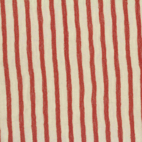Red Vertical-Stripe Jersey Knit, Cotton-Poly