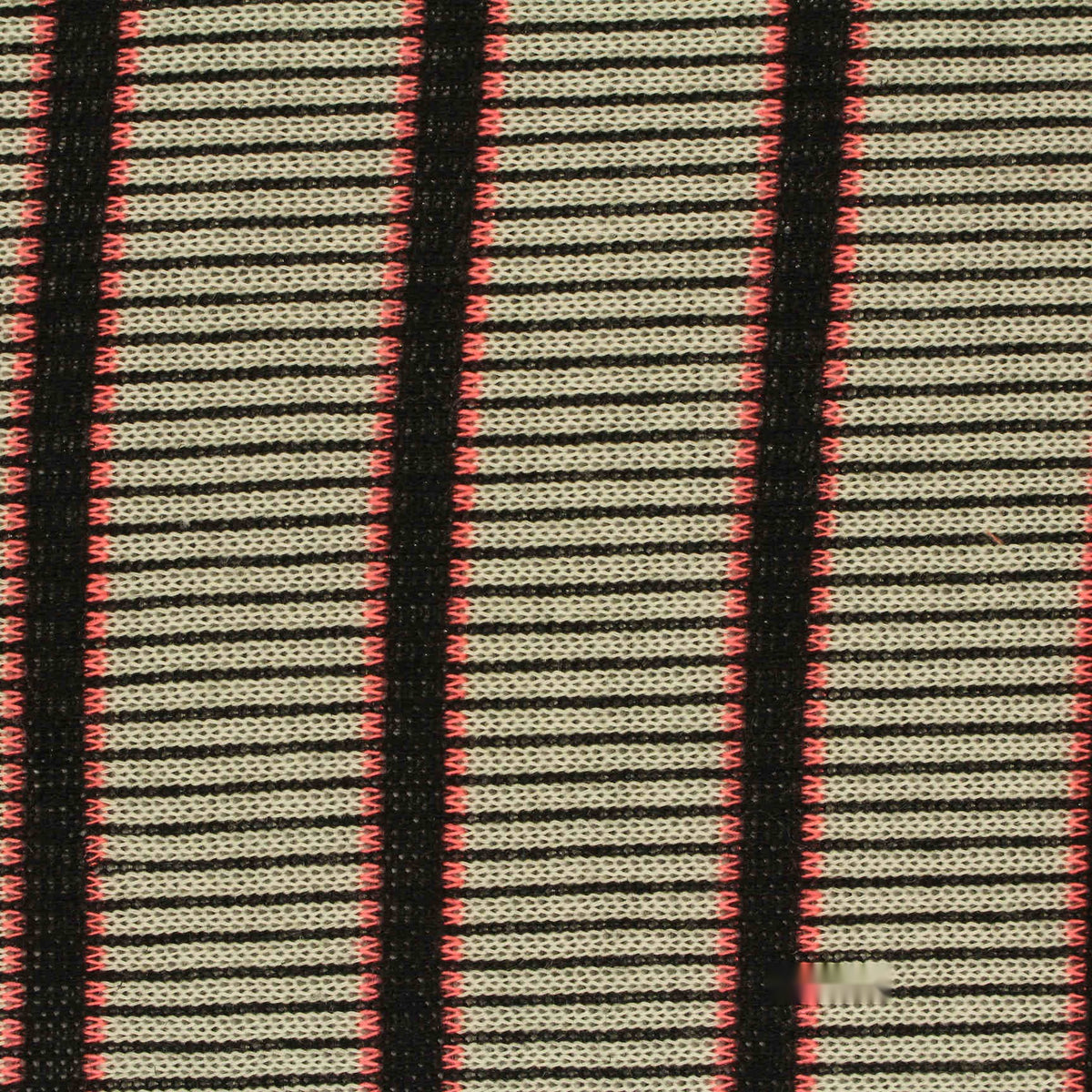 Light Grey Horizontal-Stripe Chunky Knit, Polyester, 183 gsm