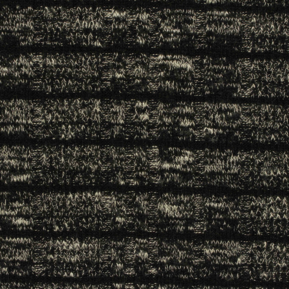 Black Marled-Stripe Rib Knit, Poly-Viscose, 350 gsm