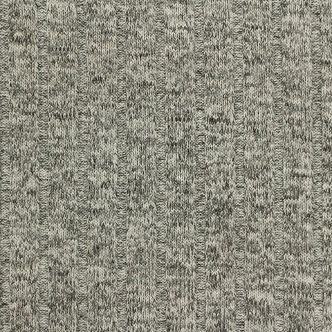 Grey Heather Rib Knit, Poly-Viscose, 185 gsm