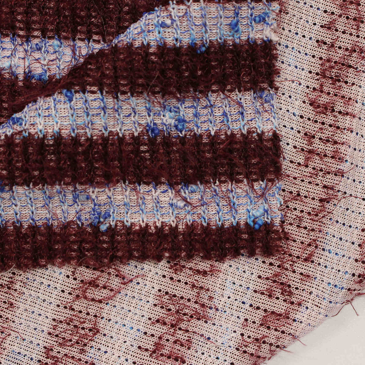 Dark Red Horizontal-Stripe Rib Knit, Polyester