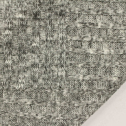 Black Heathered-Marl Rib Knit, Poly-Viscose, 250 gsm, 130 cm
