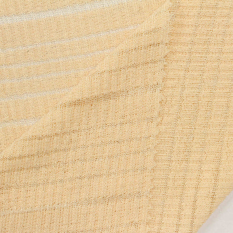 Light Beige Horizontal-Stripe Rib Knit, Polyester, 160 gsm