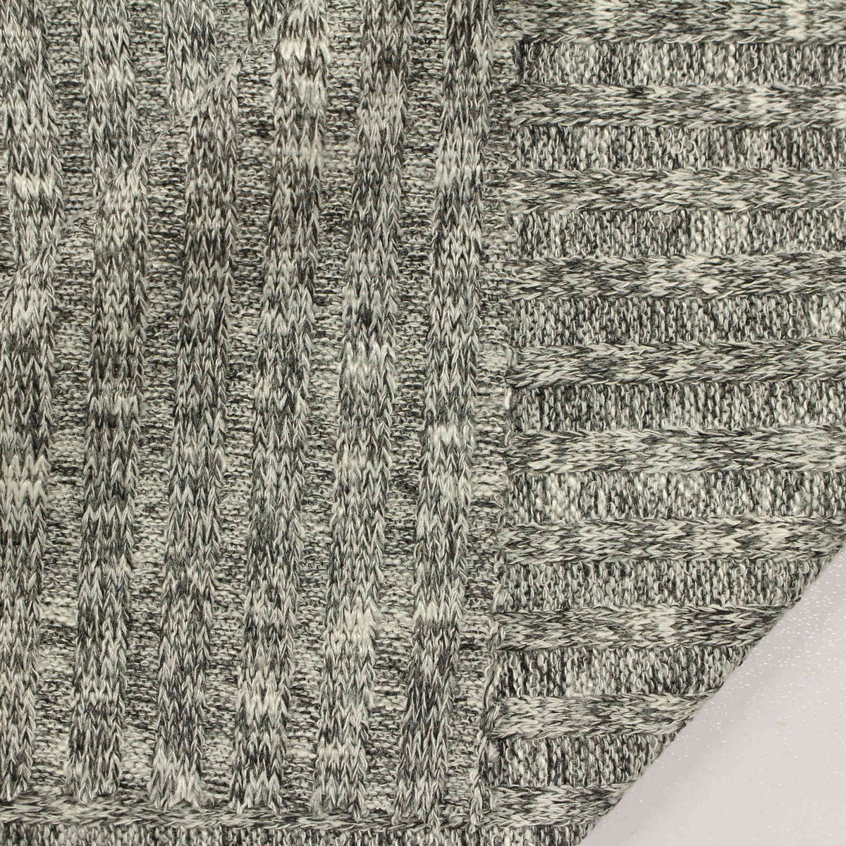 Grey Heathered-Marl Rib Knit, Viscose-Poly, 260 gsm