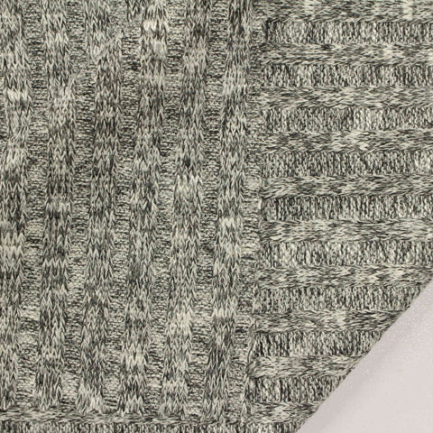 Grey Heathered-Marl Rib Knit, Viscose-Poly, 260 gsm