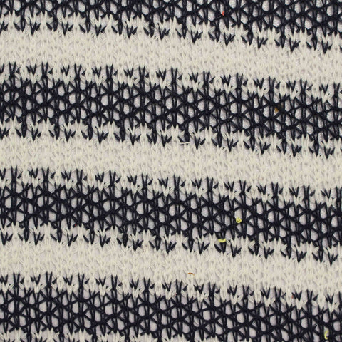 Black Horizontal-Stripe Linen-Look, Poly-Cotton