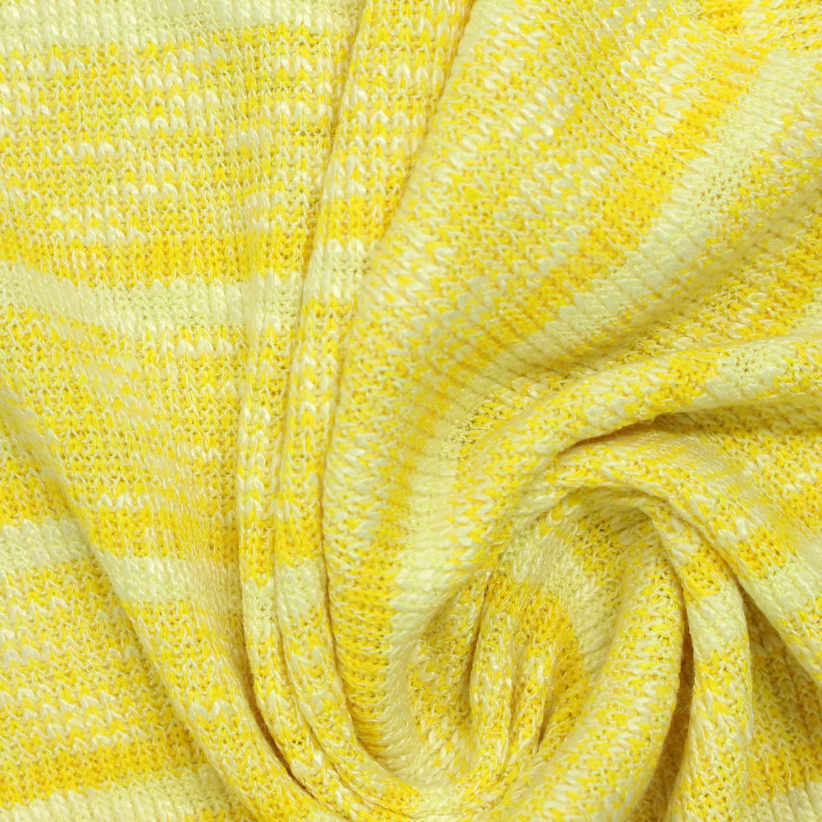 Yellow Horizontal-Stripe Rib Knit, Viscose-Poly
