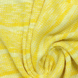 Yellow Horizontal-Stripe Rib Knit, Viscose-Poly